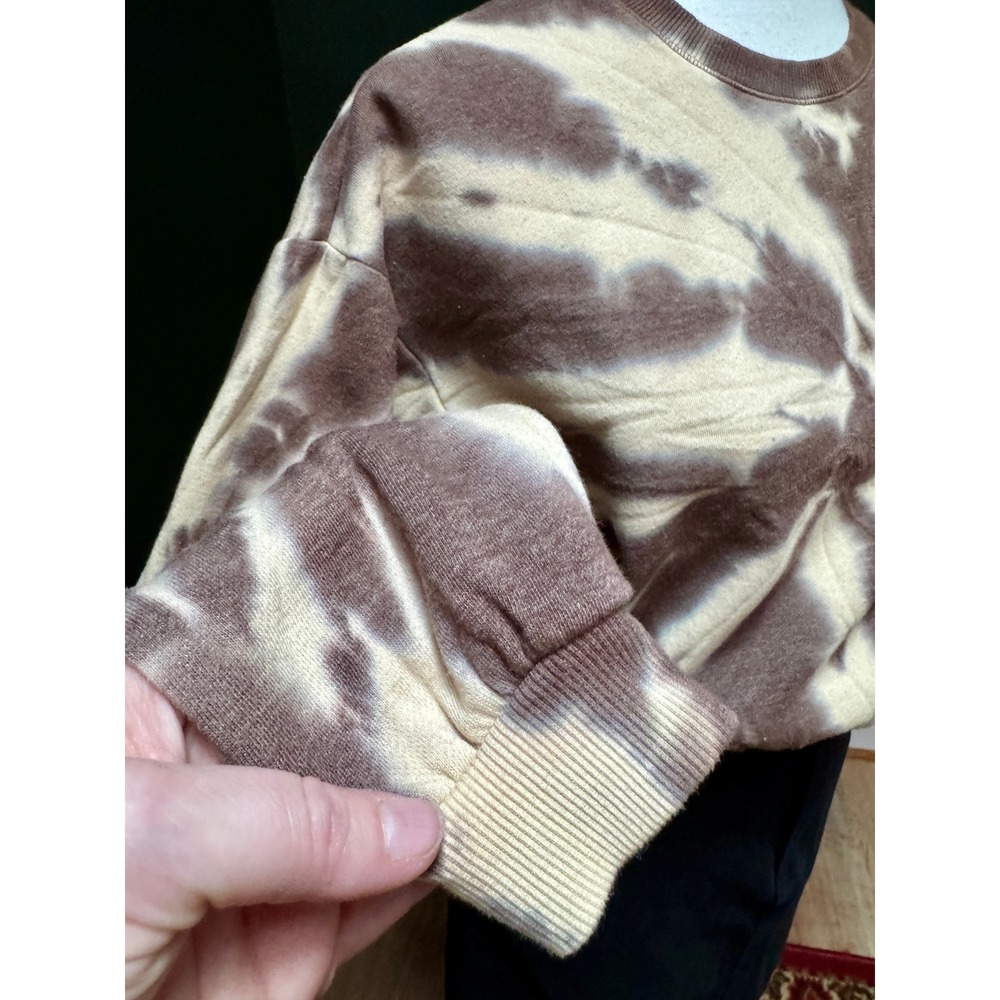 C'EST TOI Brown Tie Dye‎ Pullover Cropped Sweatshirt Women's M - Picture 5 of 9